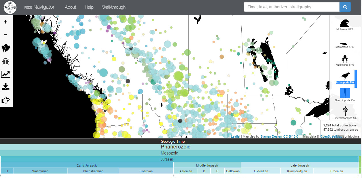 Unfiltered view of fossil localities